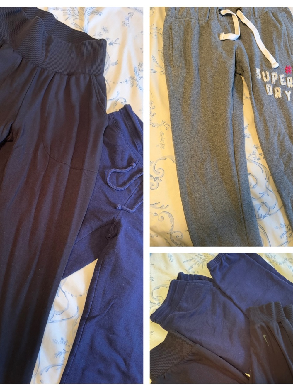Set of 3. Nike, gap and superdryWomen's Navy and Gray Track Joggers